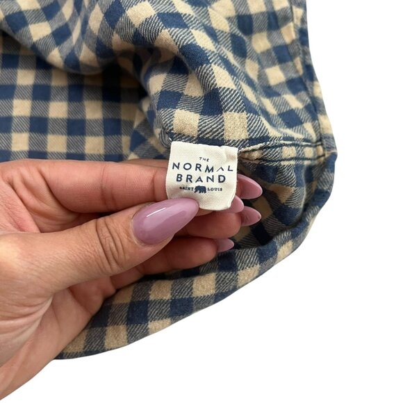The‎ Normal Brand Mens Gingham Plaid Button Up Flannel Shirt Blue Size Small - Picture 4 of 8